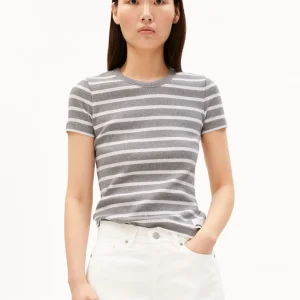 KARDAA GESTREIFTES RIPP-T-SHIRT | silver melange-white