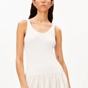 MATERIAL-MIX KLEID | white